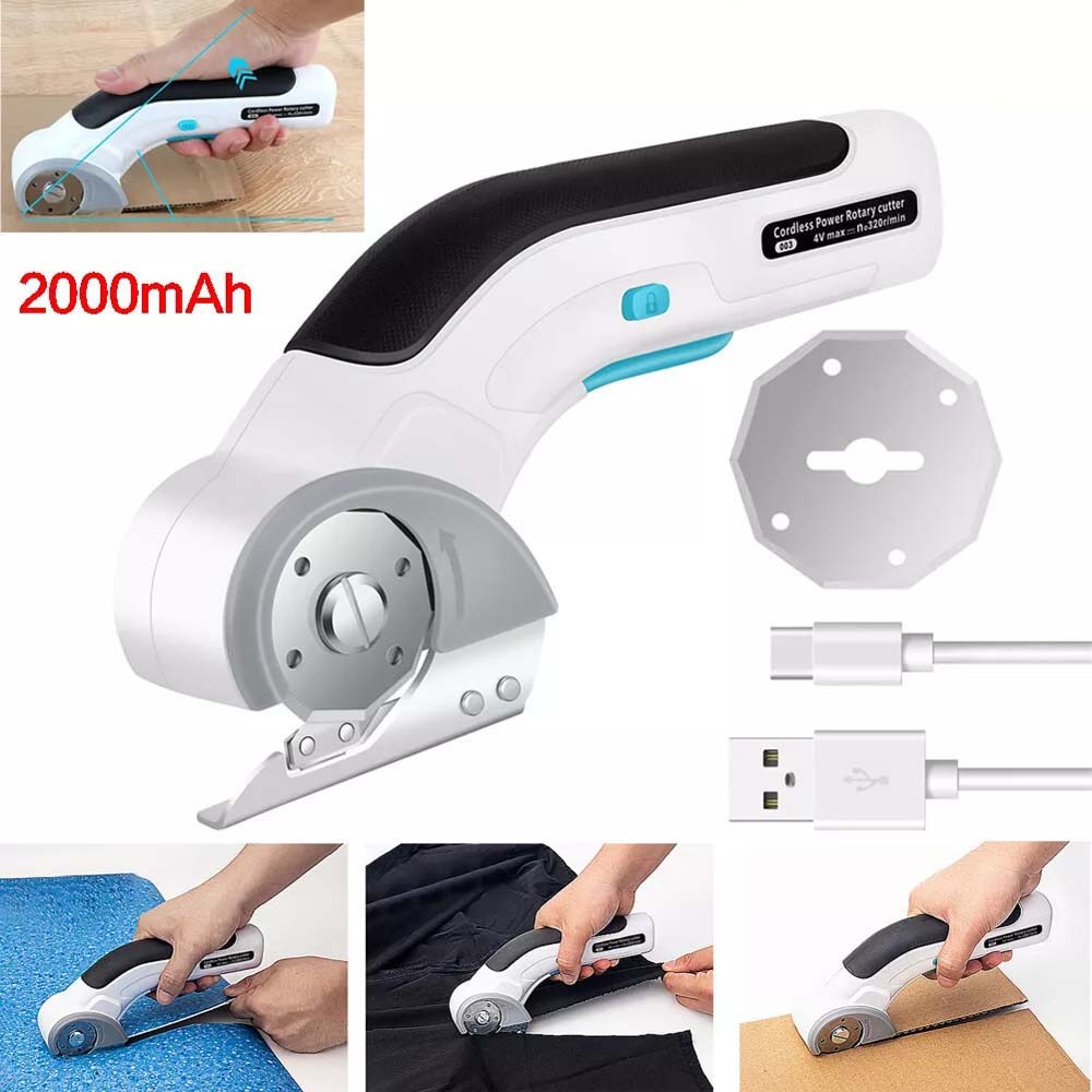 Electric Scissors Cordless Rotary Cutter Leather Fabric Carpet Cardboard Cutter