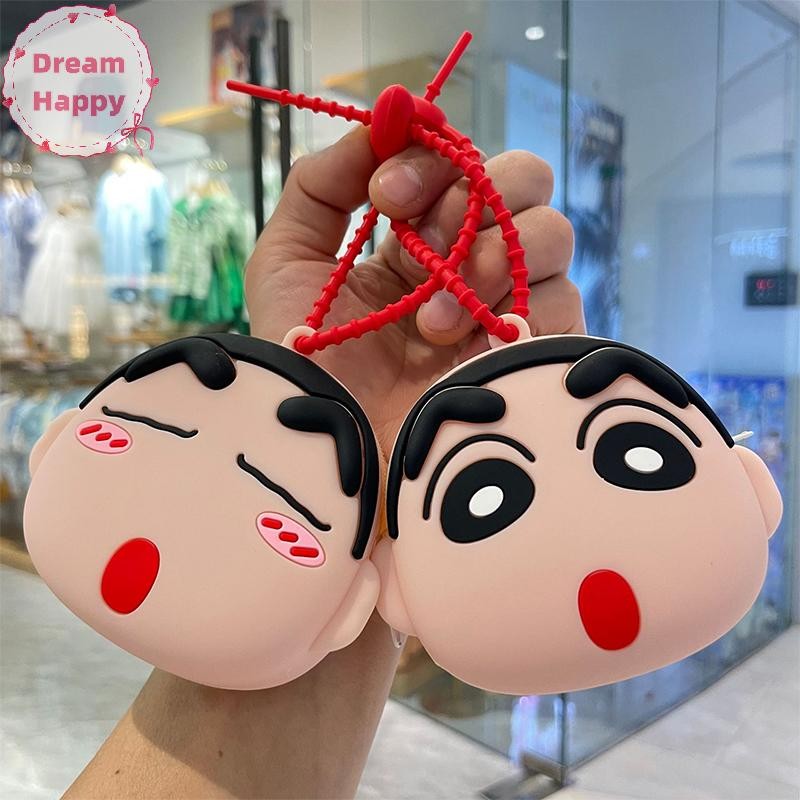 Dreamhappy Crayon Shin-chan Sanrio ปลาการ์ตูนซิลิโคนกระเป๋าสตางค์เด็ก Mini กระเป๋าสตางค์หูฟังกระเป๋าเก็บ Bagpack School จี้ Charms TH