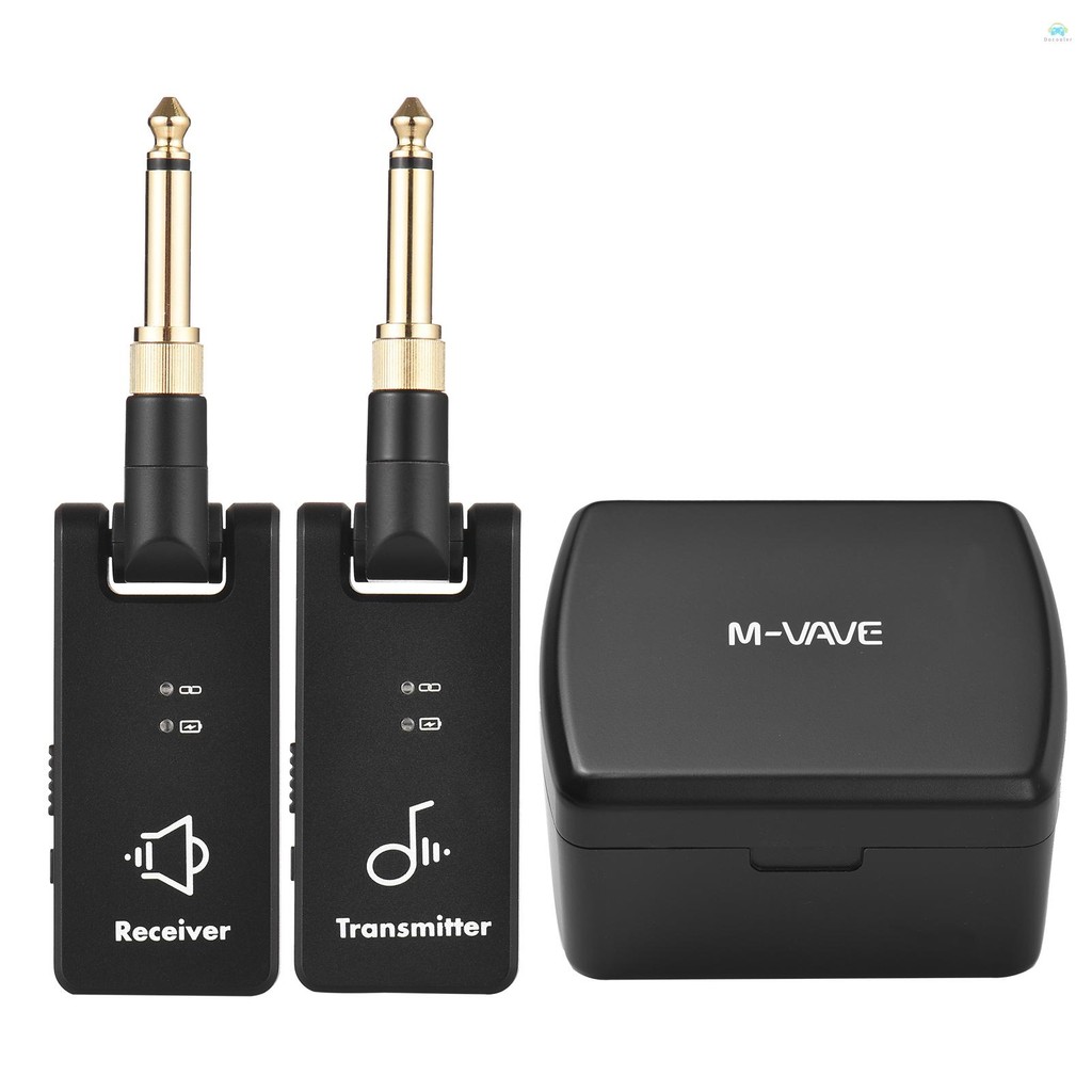 Local ตัวรับส่งสัญญาณไร้สาย M-VAVE WP-8 ระบบส่งสัญญาณไร้สายเครื่องรับกีตาร์ไฟฟ้าและเครื่องส่งสัญญาณแบตเตอรี่ในตัวพร้อมกล่องชาร์จปลั๊ก 3.5 มม.และ6.35 มม.สําหรับกีตาร์เบส