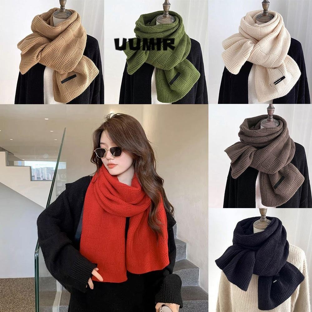 UUMIR ถักผ้าพันคอที่อบอุ่น, กันลม หนาผ้าพันคออเนกประสงค์,แฟชั่นเลียนแบบแคชเมียร์สีทึบคออุ่นฤดูหนาวสุภาพสตรีผ้าคลุมไหล่สําหรับผู้หญิงสา