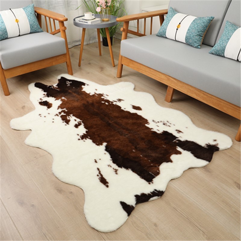 พรมขนสัตว์เทียมห้องนั่งเล่นในร่มห้องนอนพรมปูพื้นfaux Cowhide Zebraสัตว์พรมซักเครื่องได้