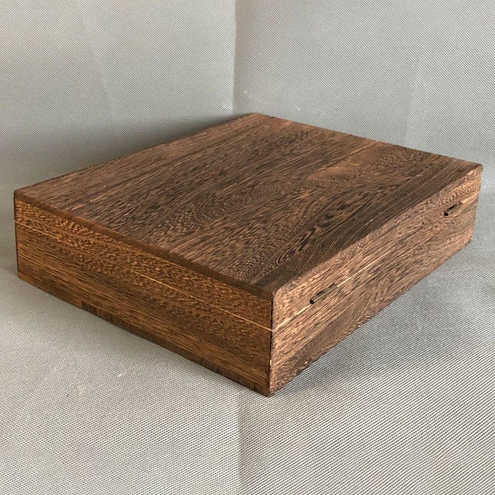 CYBER Retro Locking Storage Box, Wood Dust-Proof Tea Box, Sundries Organizer ประณีตพร้อมฝาปิด Vintage Treasure Chest Home Office ราคา ถูกที่สุด ดีลบีเคเค แกลเลอรีภาพที่ 4