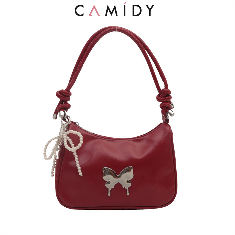 Camidy Bowknot สไตล์เกาหลีอเนกประสงค์ Ins กระเป๋าสะพาย Pu ใหม่