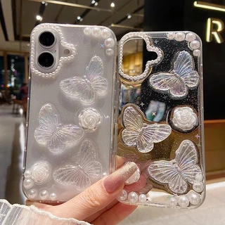 3Dผีเสื้อGlitterสําหรับiPhone 17 Pro Max17 Air16 14 15 Plus 13 12 11 Pro Max X XR XS Max 7 8 Plus X Xs 2020 กันกระแทกเงาGlitterกรณี