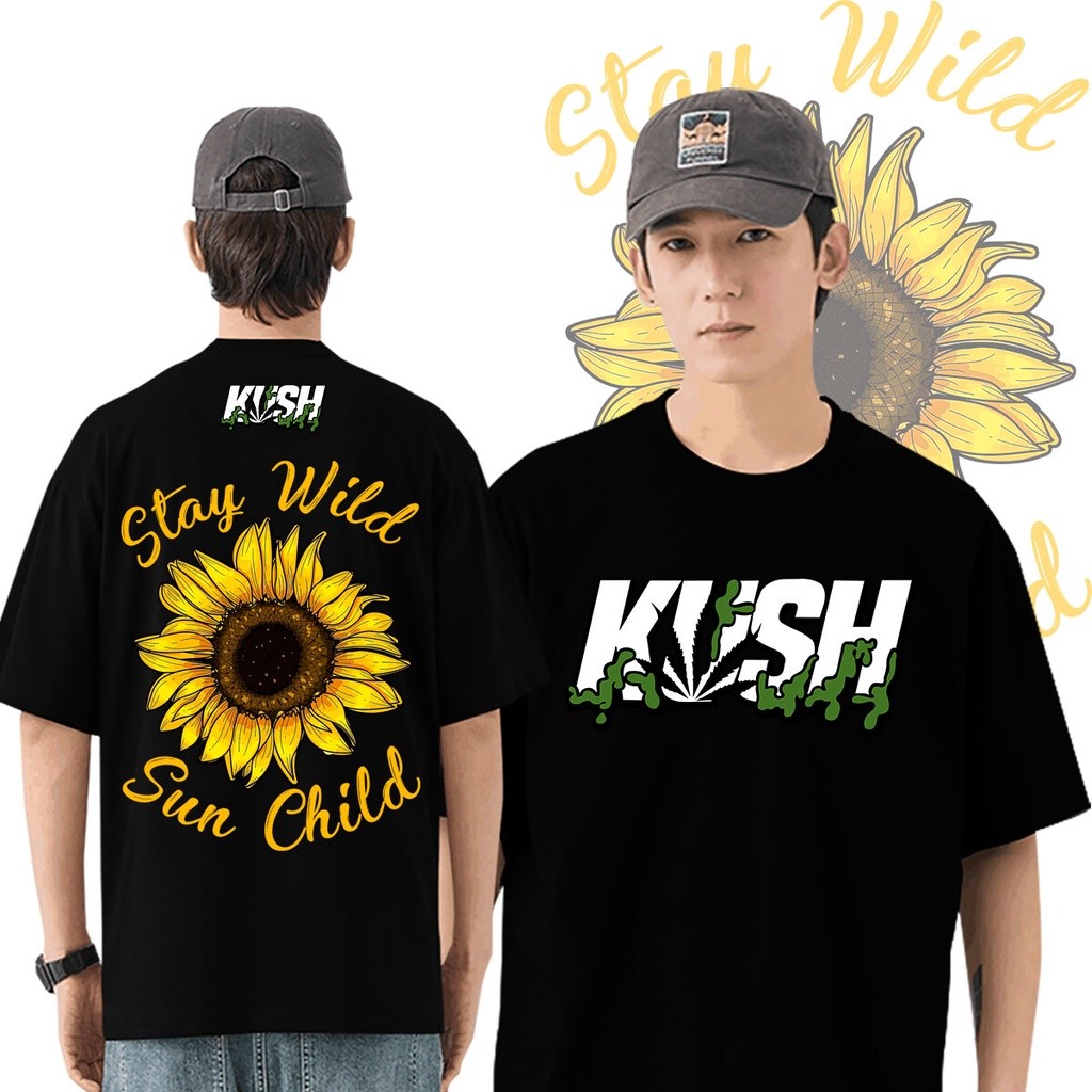 ใหม่ผู้ชายและผู้หญิงเสื้อยืดลายดอกทานตะวันเรียบง่ายแฟชั่นขนาดใหญ่เก็บป่าซันไชน์เสื้อยืดยอดนิยม