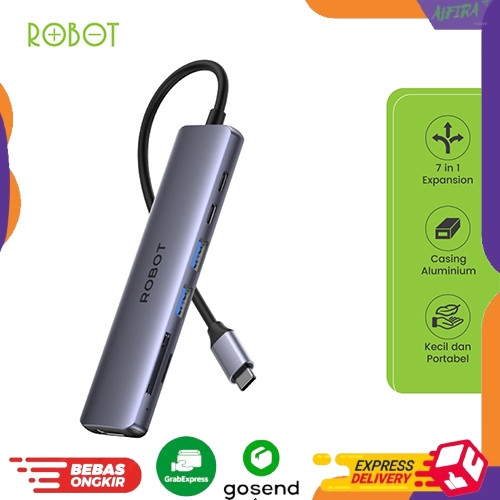 ROBOT USB HUB HT367 อะแดปเตอร์ 7 in 1 Docking Station Converter USB-C HUB 7 in 1 รับประกันอย่างเป็นท