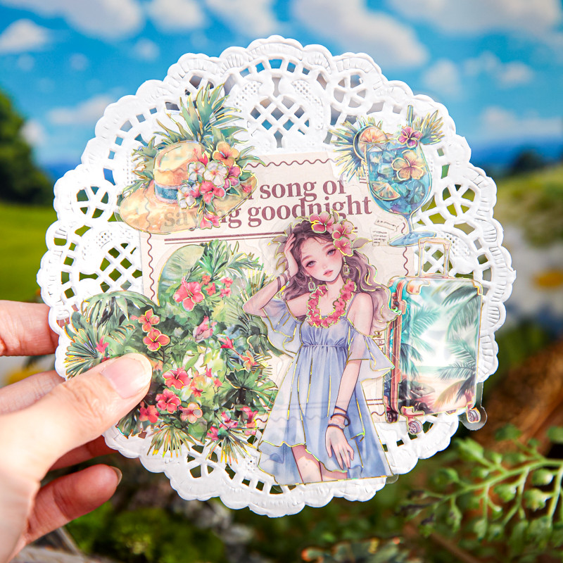 กระดาษ Mr. Paper 30 ชิ้น/ถุง สติ๊กเกอร์กันน้ำ PET ขนาดใหญ่ แพ็คสติ๊กเกอร์ฤดูร้อน ชายหาด ธีมวันหยุดริมทะเล รูปแบบตัวละครสาว สติ๊กเกอร์ไดอารี่ การ์ดอวยพรสร้างสรรค์ ถ้วยไดอารี่ตกแต่ง