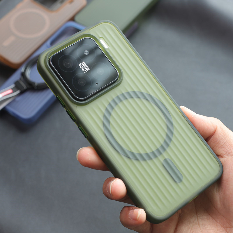 Soft Corrugated Magnetic Back Case For Xiaomi Mi 13 14 15 Pro Shockproof Matte Clear uneven Cover
