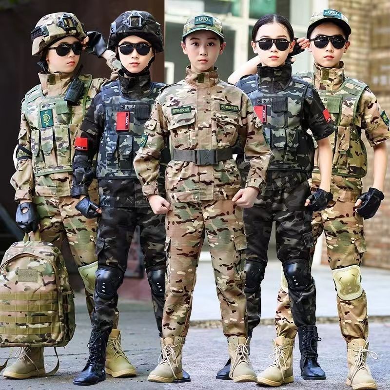 ชุดยูนิฟอร์ม ลายพราง แบบพิเศษ เหมาะกับใส่กลางแจ้ง สไตล์ทหาร สําหรับเด็กผู้ชาย