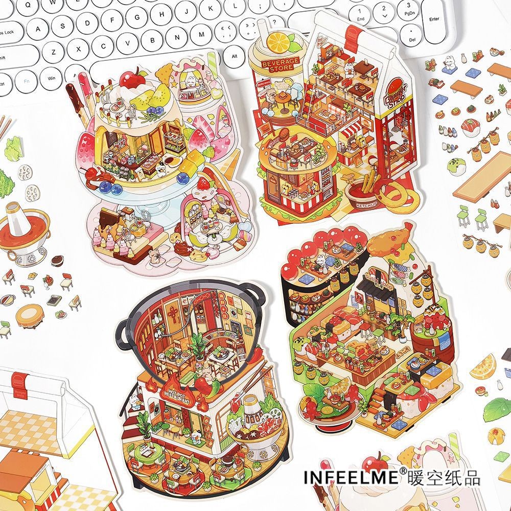 Idako [ชุด 12th Business วันนี้] สติ๊กเกอร์ติดภูมิทัศน์สัตว์เลี้ยง 3D 3D diy Scene Collage SS343