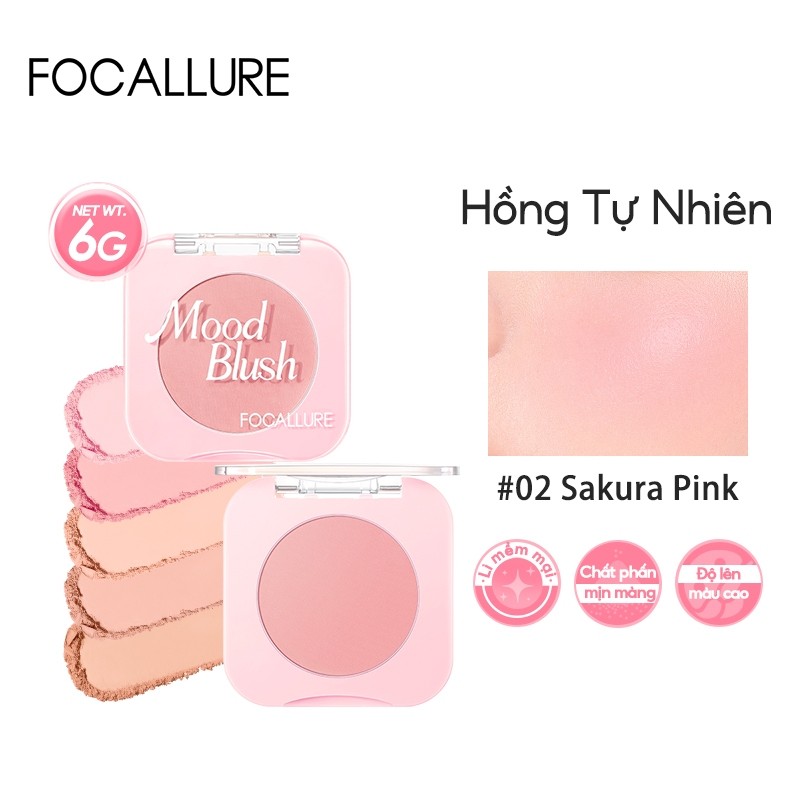 Focallure Mood Blush Palette Natural Rosy Delicate Powder Soft Matte Brighten เม็ดสีสูง