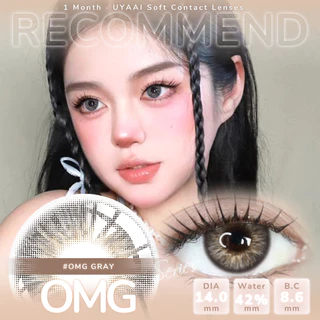 คอนแทคเลนส์สายตา [0.00~-6.00] UYAAI OMG series คอนแทคเลนส์สี 14.0mm Brown Green Gray คอนแทคเลนส์รายเดือน