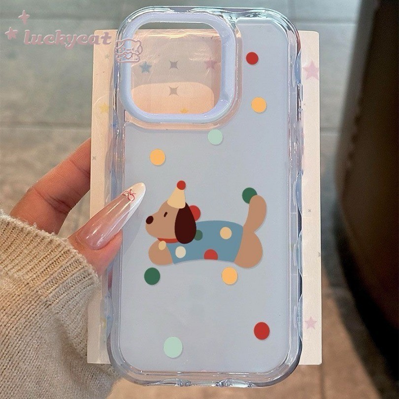 เข้ากันได้กับ iPhone 16 15 14 13 12 11 Pro Max X Xr Xs Max เคสโทรศัพท์ Ins น่ารักสีสัน Polka Dot Puppy สี Jelly นุ่มปกหลัง ราคา ถูกที่สุด ดีลบีเคเค แกลเลอรีภาพที่ 2