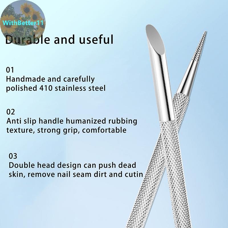 Better 1 PC Double-ended สแตนเลส Cuticle Pusher เล็บ Remover เล็บ Sticks เครื่องมือสําหรับเล็บ TH
