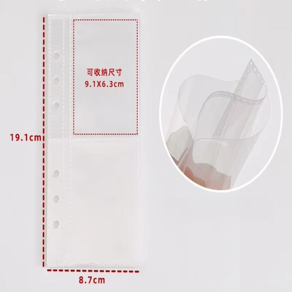 ALIZAR PVC Notebook Cover, A6 Half Laser Transparent Loose Leaf Cover, การออกแบบที่ถอดออกได้หัวเข็มขัดคู่ 6 หลุมแคบ Flip Cover โปสการ์ด Binder เก็บหนังสือ Organizer - รูปที่ 3