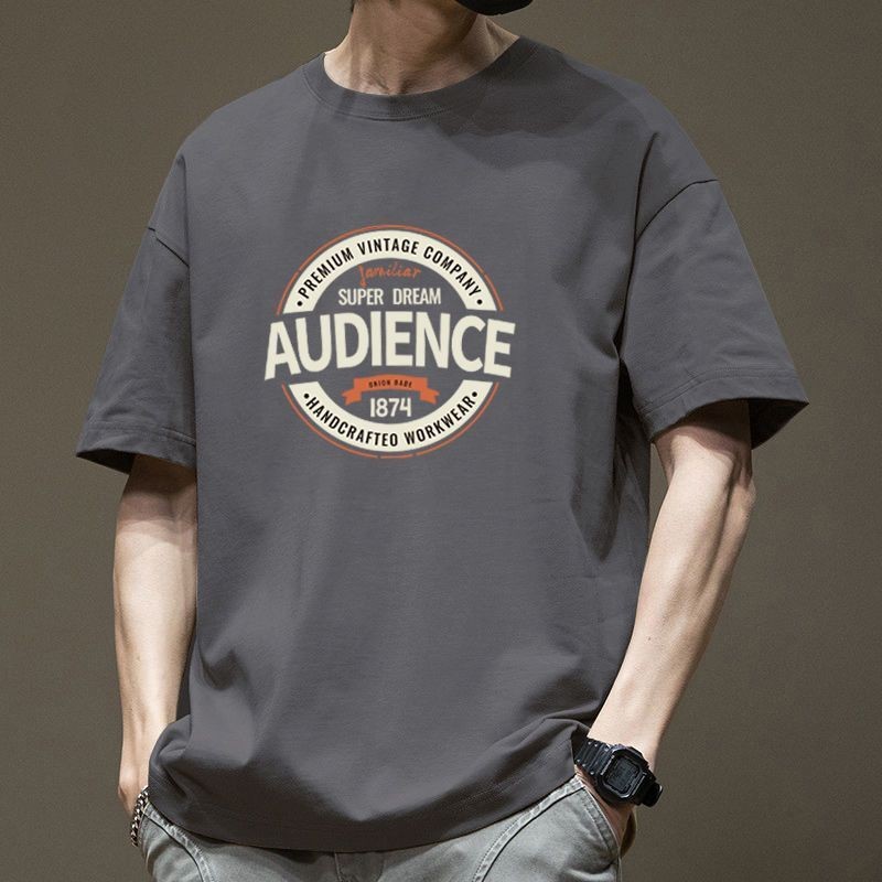 เสื้อยืด เสื้อยืดผู้ชายหลวมจดหมายพิมพ์เสื้อยืดหนัก280กรัมลําลองแขนสั้น #BN511NM#