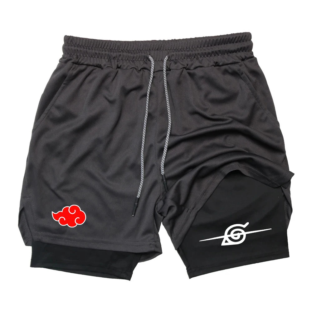 ผู้ชายอะนิเมะกางเกงขาสั้นสองชั้นยิมออกกําลังกายพิมพ์กีฬา Multi-Performance Training Quick-Drying Jogging กางเกงผ้าเช็ดตัวกางเกง M-3XL