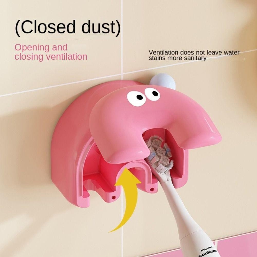 ลี่ ที่ใส่แปรงสีฟัน,ออแกไนเซอร์แปรงสีฟันมัลติฟังก์ชั่ติดผนัง,ติดตั้งง่ายกาวตนเองฝุ่นหัวแปรงสีฟันฝาครอบป้องกันห้องน้ําในครัวเรื - รูปที่ 2