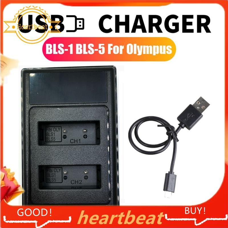 BLS-1 BLS-5 USB Dual Battery Charger สําหรับกล้อง PS-BLS1 BLS-50 PS-BLS5 -D E-M10 ปากกา E-PL2 E-PL5/
