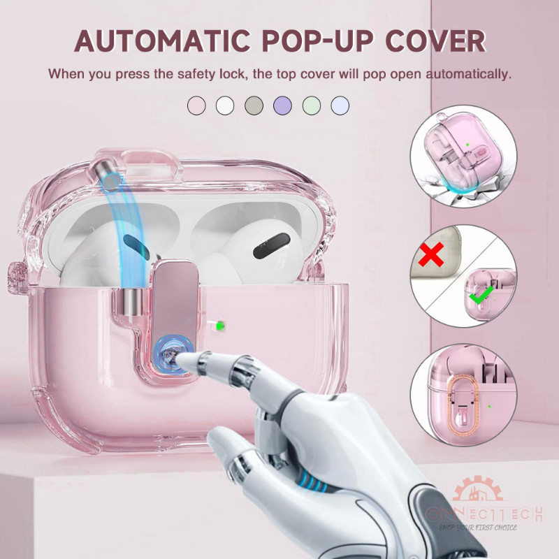 for AirPods 4/Pro/Pro 2ฝาปิดหูฟัง Apple Bluetooth ฝาปิดแบบป๊อปอัพอัตโนมัติ เปลือกใส ฝาปิดป้องกัน Airpods รุ่นที่ 1/2/3