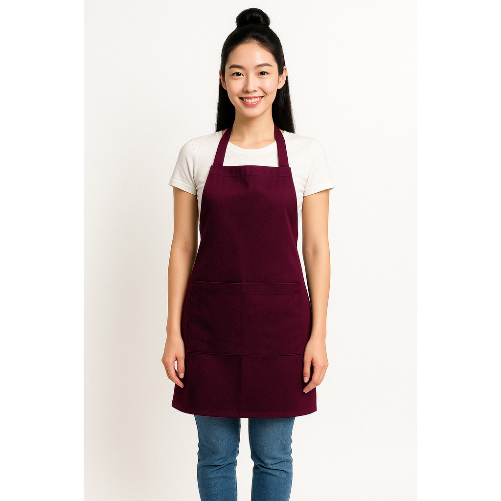 ผ้ากันเปื้อนเต็มตัว แบบคล้องคอปรับเลื่อนได้ กระเป๋าใหญ่แบ่งครึ่ง (ติดซิป/ไม่ติดซิป) สำหรับผู้ใหญ่ | มี 9 สี | ผลิตในไทย - รูปที่ 2