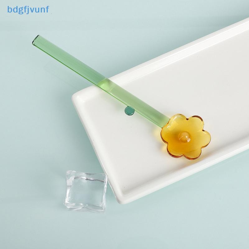 BDGF ด้ามยาวช้อนแก้วสร้างสรรค์แก้วใสช้อนขนมรูปดอกไม้สีกาแฟกวนช้อนติดบาร์ ไทย - รูปที่ 7