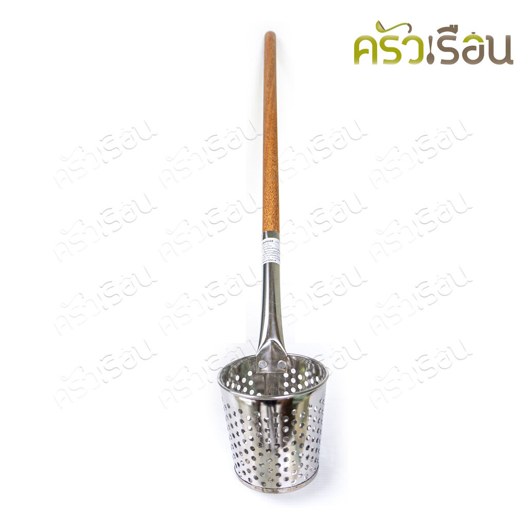HORSE BRAND ตะกร้อลวก สเตนเลส ด้ามไม้ยาว ที่ลวก ตราม้า