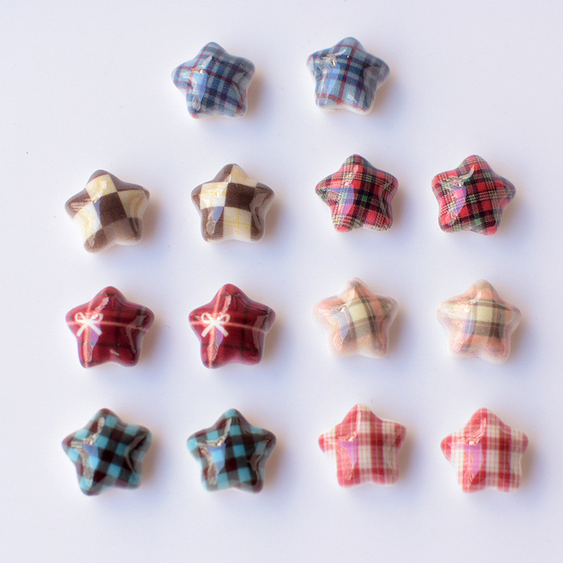 1 ชิ้นลายสก๊อตหวานพิมพ์ Star แฟชั่น Croc Jibz Charm ปุ่ม DIY อุปกรณ์เสริมสําหรับรองเท้า