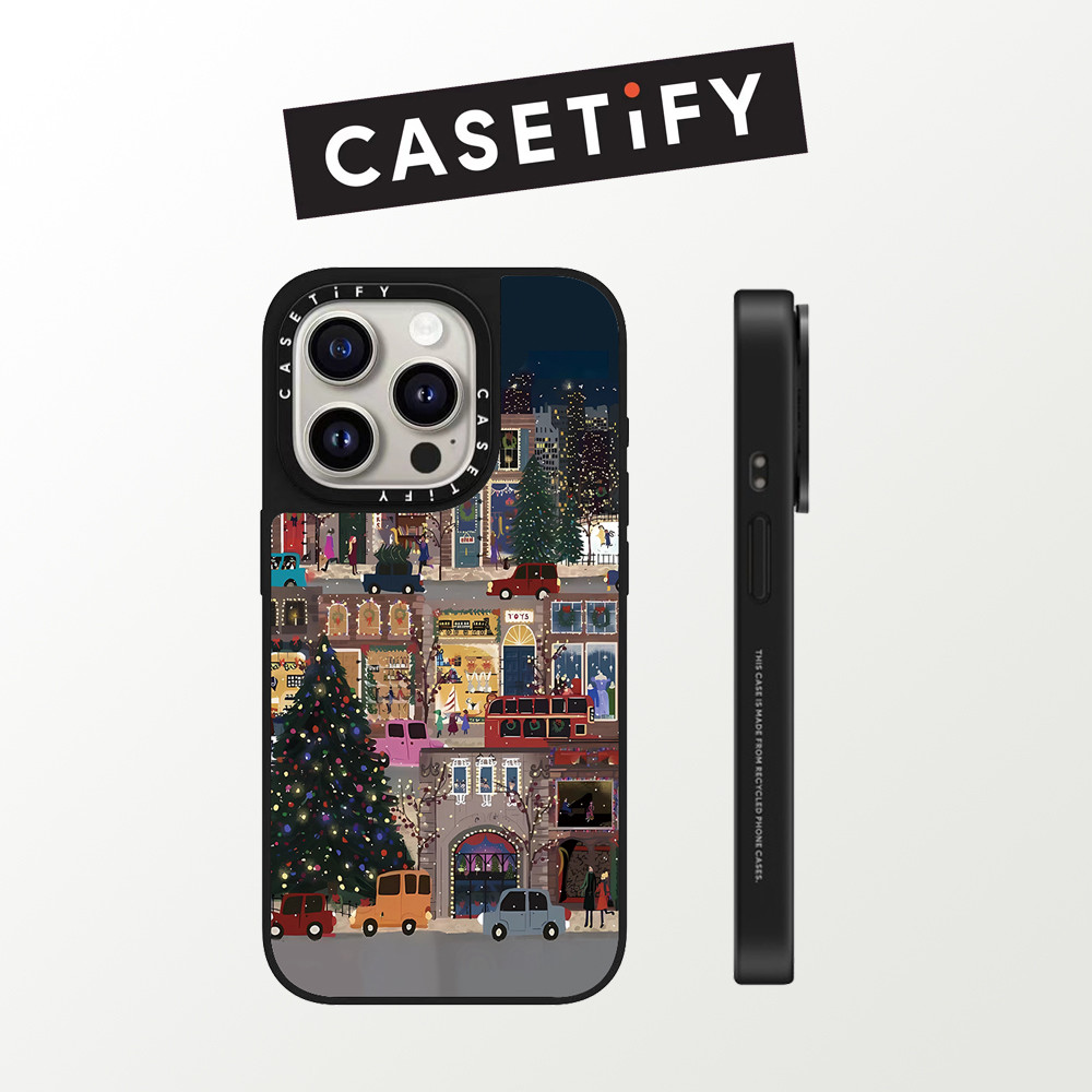 Drop proof CASETIFY เคสโทรศัพท์สําหรับ iPhone 16promax 16pro 16 15Pro 15promax 14promax 13 13promax พิมพ์ด้านข้างเคสแข็งคริสต์มาส Night view 12promax กรณี iPhone11case คุณภาพสูง