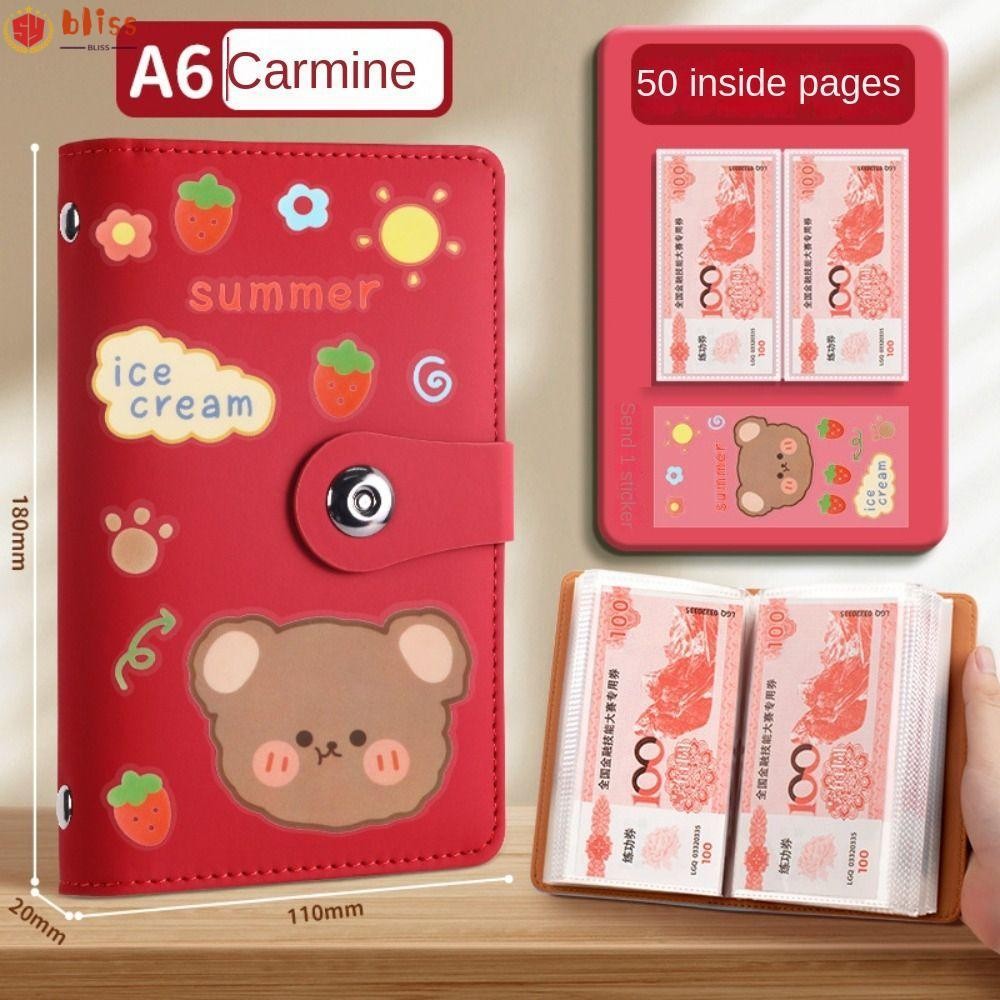 Blliss 100 ซองเงินประหยัด Challenge, กันน้ํา PU Mini Binder Saving Challenge, ตลกประหยัดเงินการ์ตูน Budget Binder เด็ก