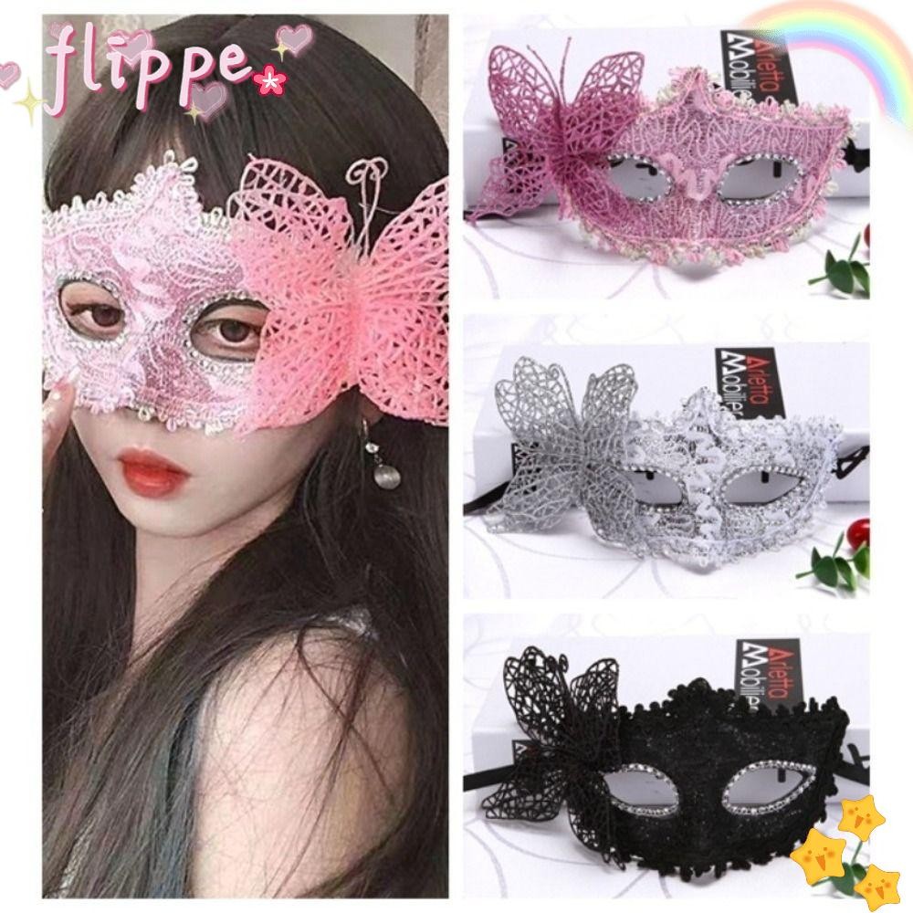Flippe Masquerade , ผีเสื้อด้านข้างแฟชั่น Mardi Gras , Half Face Venetian Party Lace Eye