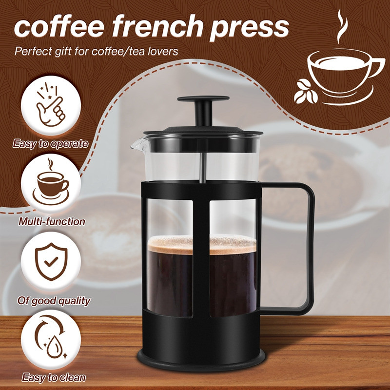 เครื่องชงกาแฟ French Press - ชุดของขวัญกดกาแฟ - หม้อต้มกาแฟทนความร้อน- เครื่องชงชาพร้อมตัวกรอง - รูปที่ 4