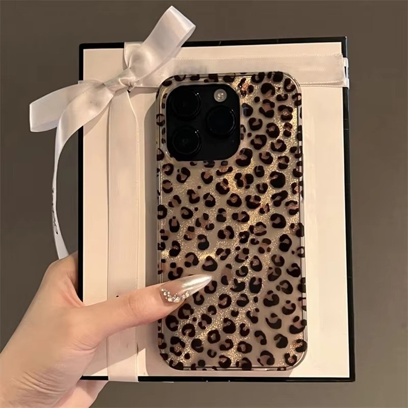 น่ารักสีชมพูเสือดาวพิมพ์หนังเคสโทรศัพท์สําหรับiPhone 17 16 15 14 13 12 11 Pro Max X XR XS Max 7 8 Plus SE2020