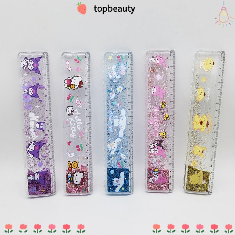 Topbeauty ไม้บรรทัดวัด, 20 ซม./7.87in อุปกรณ์การเรียนรู้ไม้บรรทัดอะคริลิค, การ์ตูน Sanrio เครื่องเขียนภาพวาดไม้บรรทัด