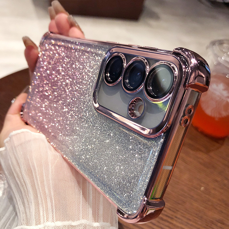 Glitter สําหรับ Samsung S24 ชุบสําหรับ Galaxy S24 Ultra S23 Plus FE S22 A55 A35 A15 เลนส์ใสป้องกันฟิล์ม