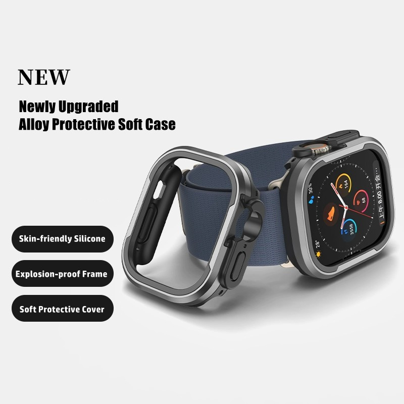 เคสนาฬิกา TPU 2-in-1 ที่ทำจากอลูมิเนียมอัลลอยด์คุณภาพสูงสำหรับ iWatch Series 10 9 8 7 6 5 4 Ultra 2 พร้อมกรอบป้องกันการตกหล่น 42 มม. 46 มม. 44 มม. 40 มม. 49 มม. 41 มม. 45 มม.