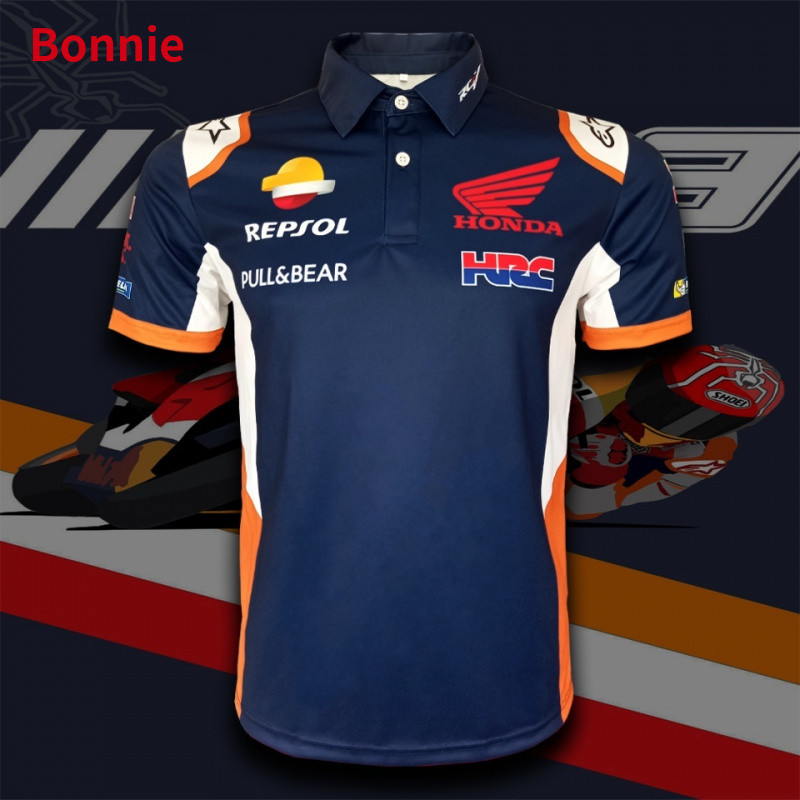 เสื้อโปโล Moto GP Repsol-Honda Team Marc Marquez 3D พิมพ์เสื้อระบายอากาศแขนสั้น