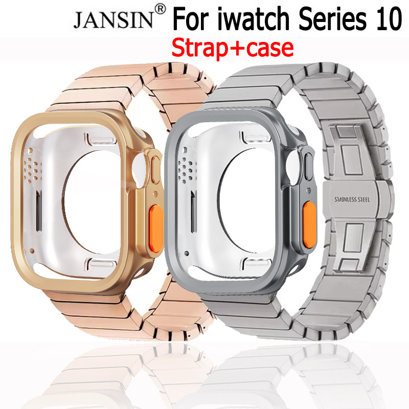 สาย + เคส Iwatch series 10 สายนาฬิกาสแตนเลส พร้อมเคส สำหรับ iwatch series 10 46mm 42mm