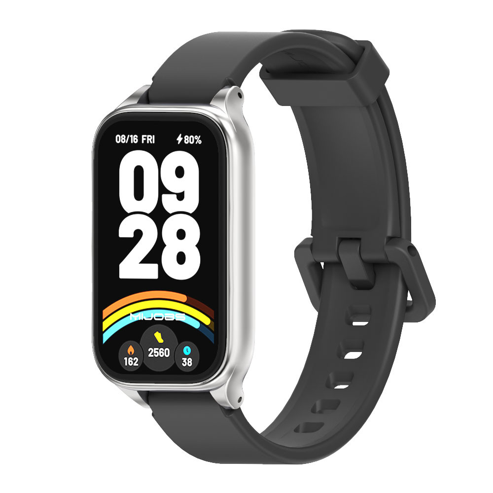 MIJOBS for Mi Band 9 Active ซิลิโคนกันน้ําสายนุ่มนาฬิกาสําหรับ for Redmi Band 3 แอคติโลหะป้องกันกรณีผู้ชายผู้หญิงอุปกรณ์เปลี่ย
