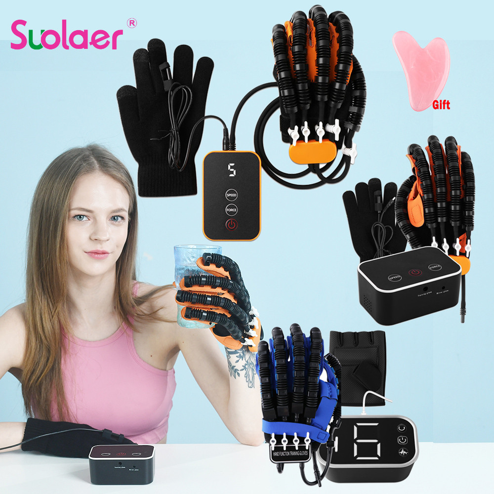 ถุงมือฟื้นฟู Suolaer อุปกรณ์หุ่นยนต์ Stroke Hand Exerciser Hemiplegia ถุงมือโรคหลอดเลือดสมองการฝึกอบรมนิ้ว