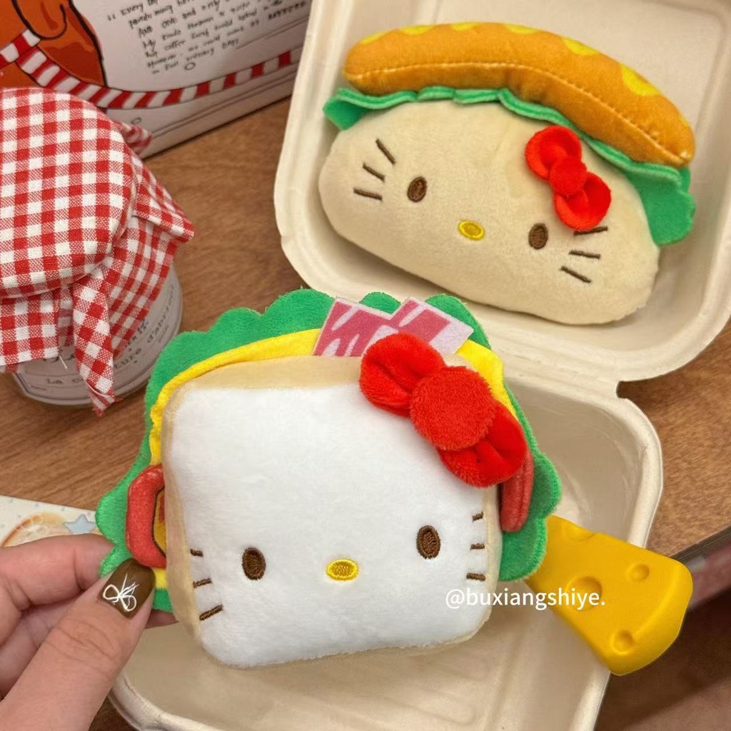 แซนวิชเคทีแมวจี้น่ารักตุ๊กตาตุ๊กตาตุ๊กตาสุนัขร้อนคิตตี้กระเป๋าจี้การ์ตูนพวงกุญแจ