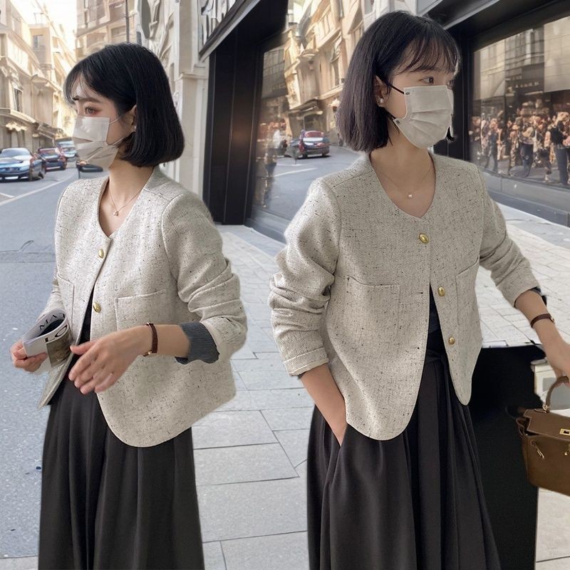 Autumn and winter high-quality women's short tweed coat, small temperament French top