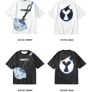 ฤดูร้อน เสื้อยืดคู่รักแขนสั้นพิมพ์ลายโดปามีน กระเป๋าซิป กระเป๋าหมวกแฟชั่นใหม่