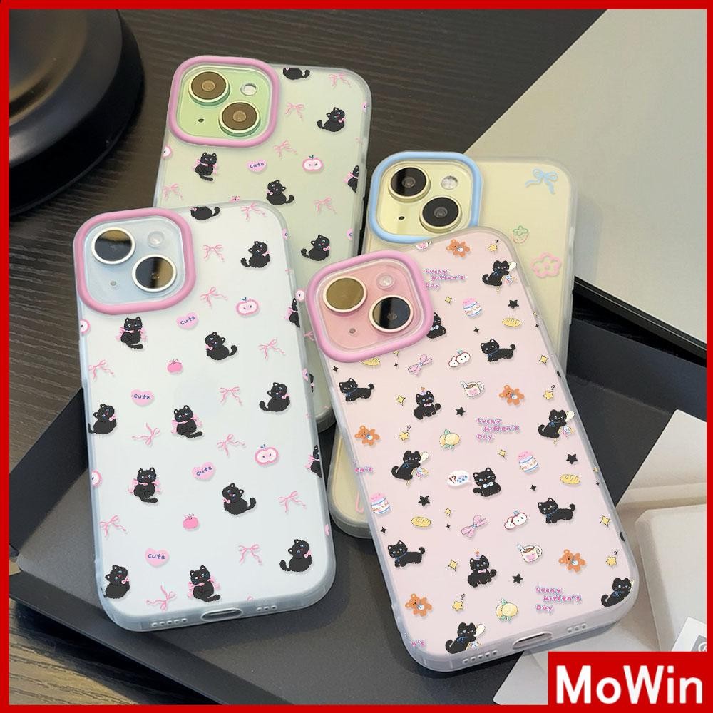 Movin - เคสใส iPhone16 11 Pro Max iPhone เคส TPU นิ่มป้องกันรอยนิ้วมือแบบด้าน แมวดำแสนสวยน่ารัก Compatible With iPhone15 Pro max iPhone14 13 12 Pro max XS XR 7 8 Plus