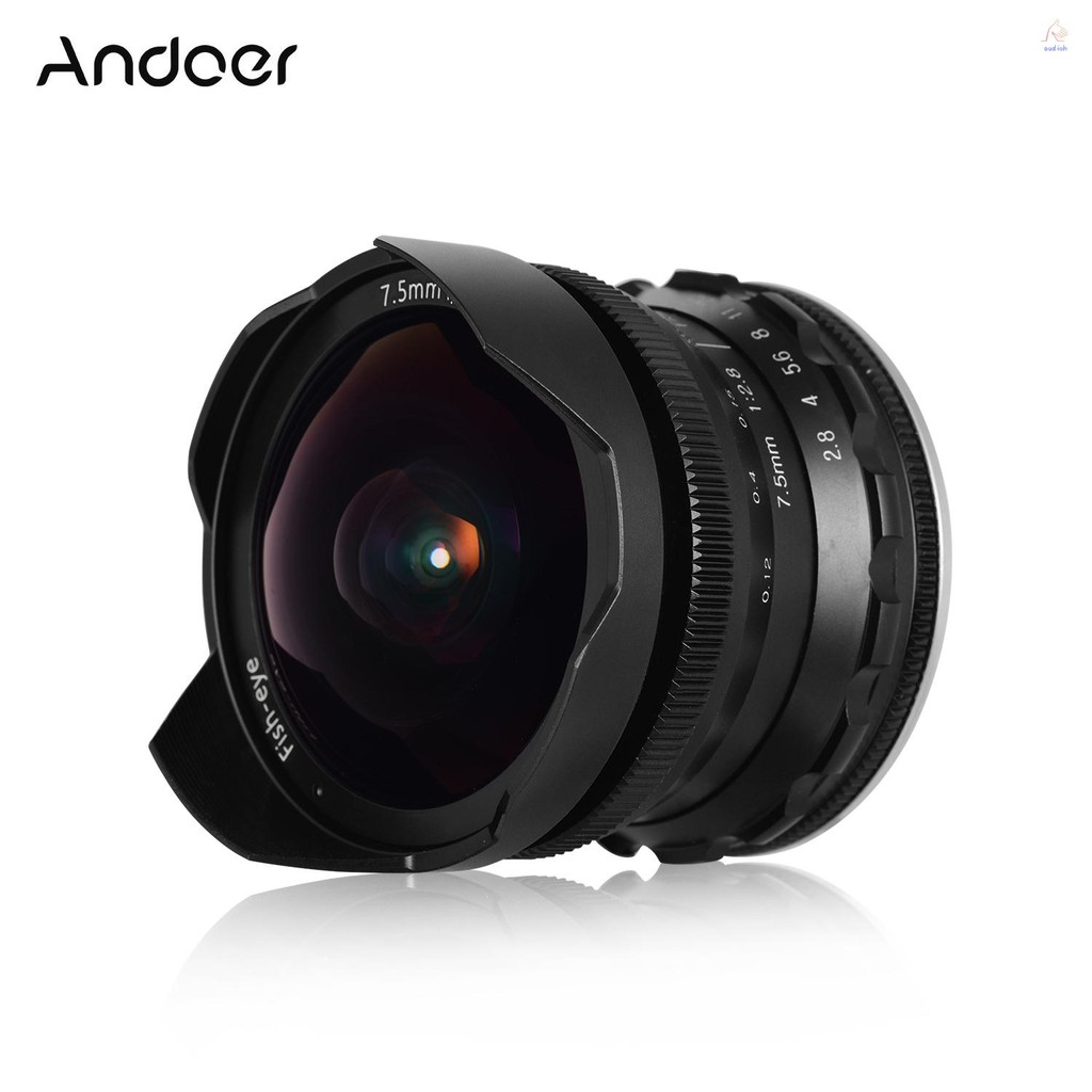 Andoer 7.5mm F2.8 เลนส์ฟิชอายโฟกัสแบบแมนนวล 180° มุมกว้างพิเศษรูรับแสงขนาดใหญ่เลนส์ E-Mount เข้ากันไ