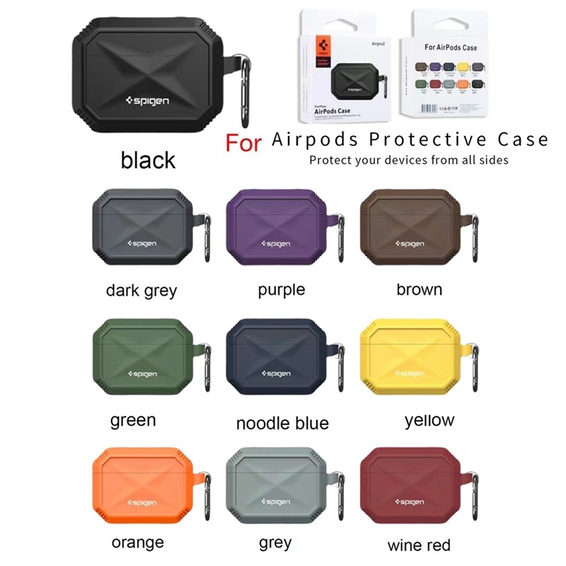 เกราะกันกระแทกสําหรับ Airpods 4 ANC TPU เปลือกซิลิโคนอ่อนนุ่มสําหรับ AirPod 3 Pro Pro2 ฝาครอบป้องกันสีทึบ พวงกุญแจโลหะ