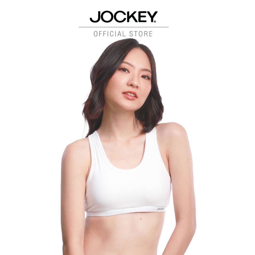 JOCKEY FOR HER สปอร์ตบราไร้โครง LOW IMPACT COTTON รุ่น KH JBB0654 สีขาว