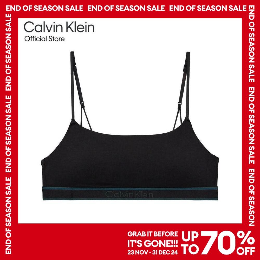 CALVIN KLEIN เสื้อชั้นในผู้หญิง (ตะขอหลัง) Tonal Logo Cotton Lightly Lined Bralette รุ่น QF7943AD UB1 - สีดำ