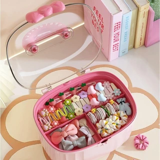HORIZ Jewellery Box, Bowknot Multi-layer Hairpin Storage Box, Cute Hair Accessories Waterproof Layered Container Girl