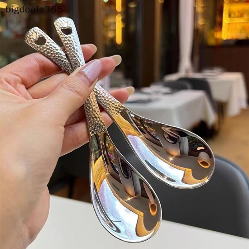 [bigdeals365] ช้อนซุปสแตนเลสลึกช้อนความจุขนาดใหญ่กระจกสีเงินขัดเครื่องใช้บนโต๊ะอาหารซุปข้าวบ้านครัวบนโต๊ะอาหารสต็อกใหม่